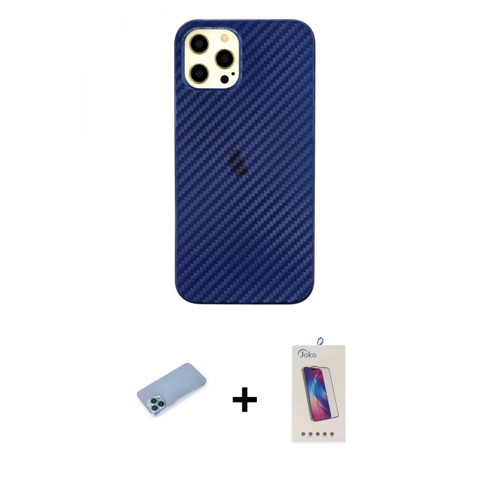 MARSİLYAN™- iPhone 12 Pro Max Kılıf Nova Çizgi - Siyah Joko 5D Cam + Shine Kamera Lens Koruma Cam - MI