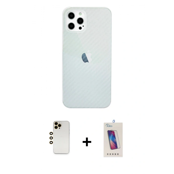 MARSİLYAN™- iPhone 12 Pro Max Kılıf Nova Çizgi - Siyah Joko 5D Cam + Shine Kamera Lens - GD