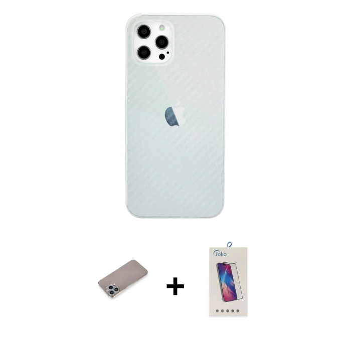 MARSİLYAN™- iPhone 12 Pro Max Kılıf Nova Çizgi - Siyah Joko 5D Cam + Shine Kamera Lens Koruma Cam - SABE