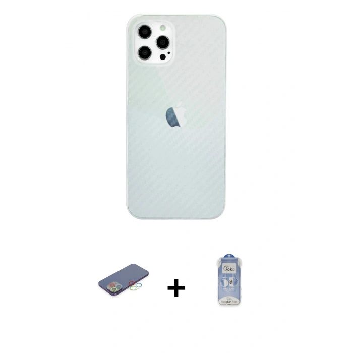 MARSİLYAN™- iPhone 12 Pro Max Kılıf Nova Çizgi - Siyah Joko Magic 5D Cam + Renkli Kamera Lens Koruma Cam - MI