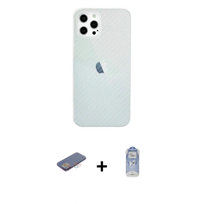 MARSİLYAN™- iPhone 12 Pro Max Kılıf Nova Çizgi - Siyah Joko Magic 5D Cam + Renkli Kamera Lens Koruma Cam - PE