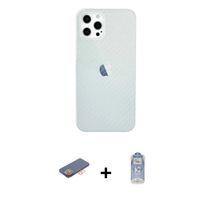 MARSİLYAN™- iPhone 12 Pro Max Kılıf Nova Çizgi - Siyah Joko Magic 5D Cam + Renkli Kamera Lens Koruma Cam - TU