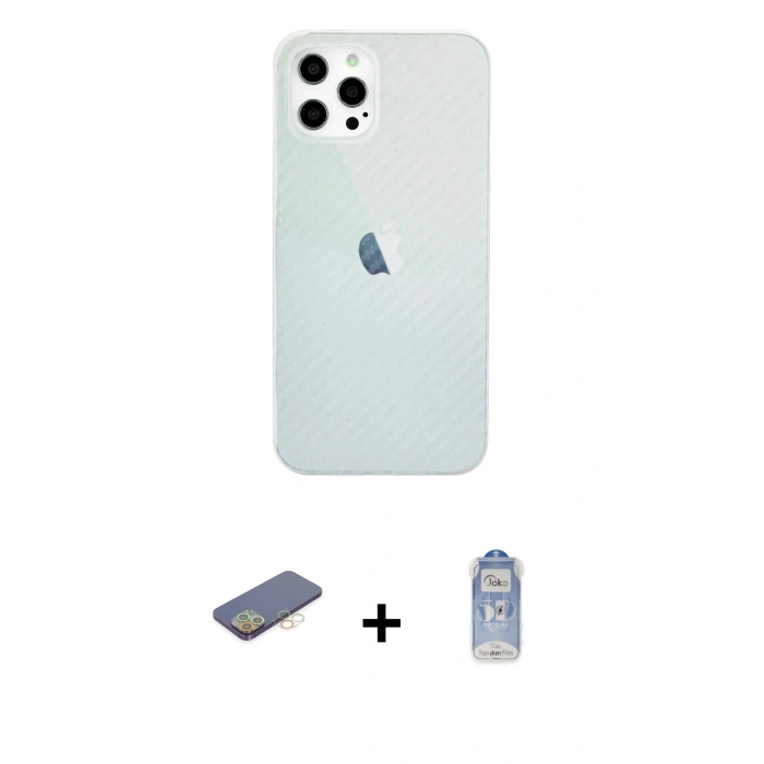 MARSİLYAN™- iPhone 12 Pro Max Kılıf Nova Çizgi - Siyah Joko Magic 5D Cam + Sarı Renkli Kamera Lens Koruma Cam