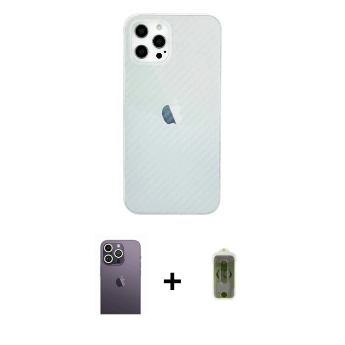 MARSİLYAN™- iPhone 12 Pro Max Kılıf Nova Çizgi - Siyah Joko Magic 5D Hayalet Cam + Neon Fosforlu Kamera Lens - BZ