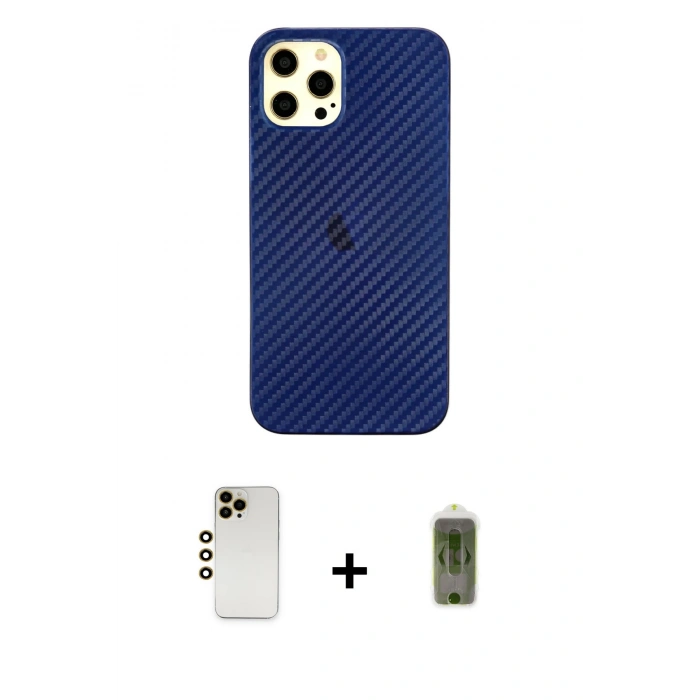 MARSİLYAN™- iPhone 12 Pro Max Kılıf Nova Çizgi - Siyah Joko Magic 5D Hayalet Cam + Shine Kamera Lens - GD