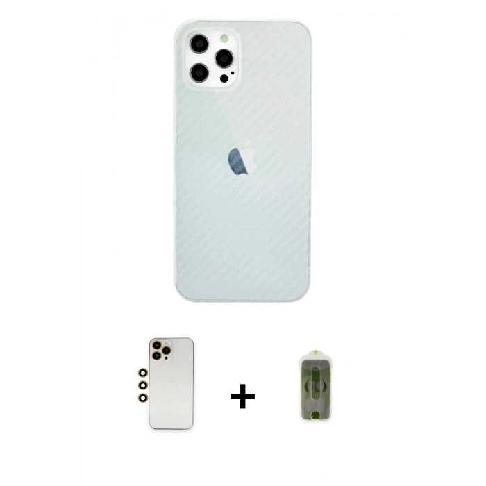 MARSİLYAN™- iPhone 12 Pro Max Kılıf Nova Çizgi - Siyah Joko Magic 5D Hayalet Cam + Shine Kamera Lens - GD