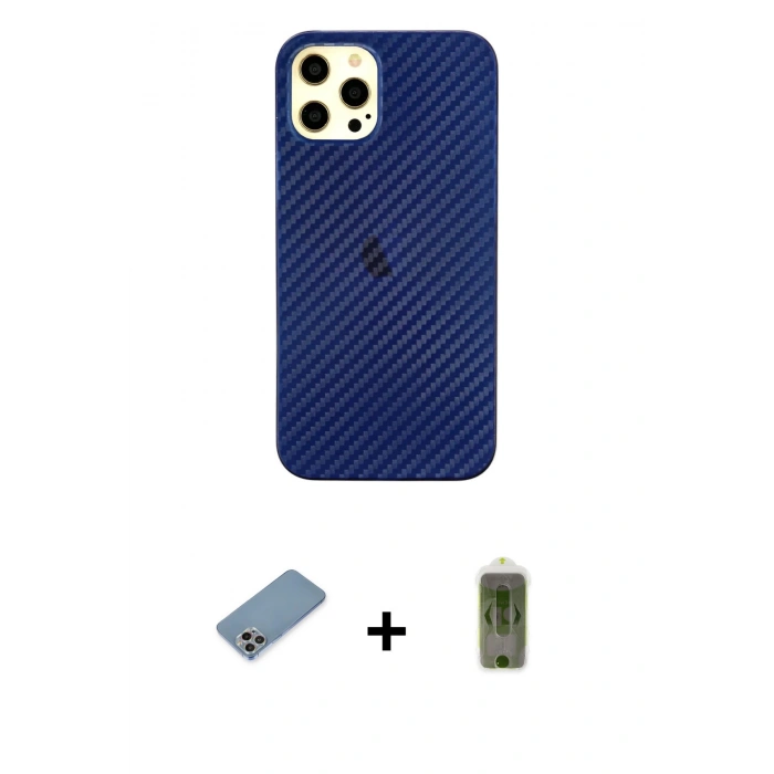 MARSİLYAN™- iPhone 12 Pro Max Kılıf Nova Çizgi - Siyah Joko Magic 5D Hayalet Cam + Shine Kamera Lens Koruma Cam - GI