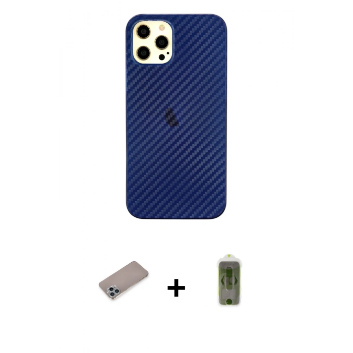 MARSİLYAN™- iPhone 12 Pro Max Kılıf Nova Çizgi - Siyah Joko Magic 5D Hayalet Cam + Shine Kamera Lens Koruma Cam - SABE