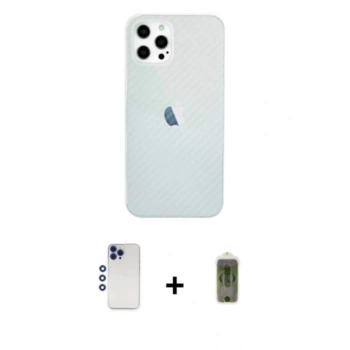 MARSİLYAN™- iPhone 12 Pro Max Kılıf Nova Çizgi - Siyah Joko Magic 5D Hayalet Cam + Shine Kamera Lens - LT