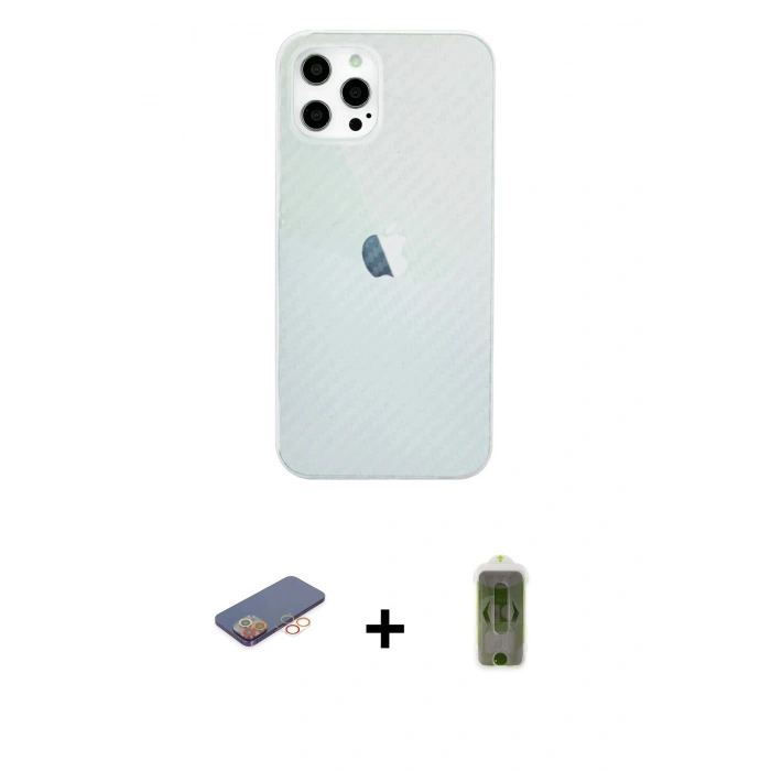MARSİLYAN™- iPhone 12 Pro Max Kılıf Nova Çizgi - Siyah Joko Magic 5D Hayalet Cam + Renkli Kamera Lens Koruma Cam - TU