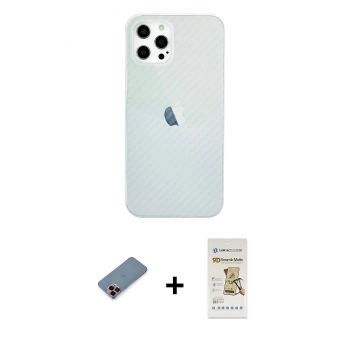 MARSİLYAN™- iPhone 12 Pro Max Kılıf Nova Çizgi - Siyah Mat Seramik Nano Ekran Koruyucu + Metal Kamera Lens Koruma Cam - KI
