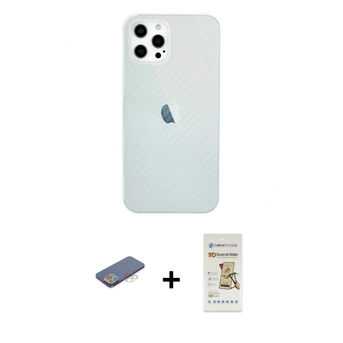 MARSİLYAN™- iPhone 12 Pro Max Kılıf Nova Çizgi - Siyah Mat Seramik Nano Ekran Koruyucu + Renkli Kamera Lens Koruma Cam - MI
