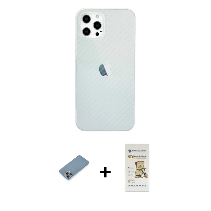MARSİLYAN™- iPhone 12 Pro Max Kılıf Nova Çizgi - Siyah Mat Seramik Nano Ekran Koruyucu + Shine Kamera Lens Koruma Cam - GI