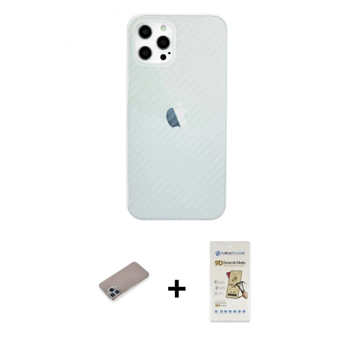 MARSİLYAN™- iPhone 12 Pro Max Kılıf Nova Çizgi - Siyah Mat Seramik Nano Ekran Koruyucu + Shine Kamera Lens Koruma Cam - SABE