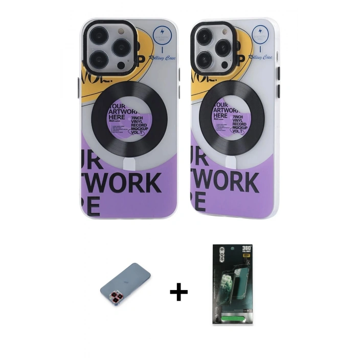 MARSİLYAN™- iPhone 12 Pro Max Kılıf Nova Doku Koleksiyonu - Şeffaf 360 Full Body Arka Koruyucu + Metal Kamera Lens Koruma Cam - KI