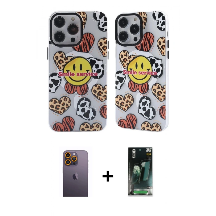 MARSİLYAN™- iPhone 12 Pro Max Kılıf Nova Doku Koleksiyonu - Şeffaf 360 Full Body Arka Koruyucu + Sarı Neon Fosforlu Kamera Lens