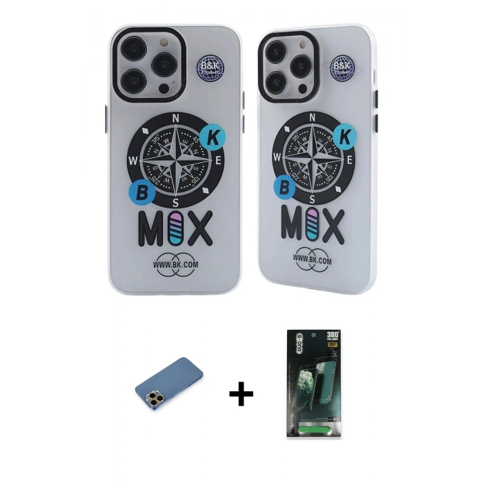 MARSİLYAN™- iPhone 12 Pro Max Kılıf Nova Doku Koleksiyonu - Şeffaf 360 Full Body Arka Koruyucu + Shine Kamera Lens Koruma Cam - GD