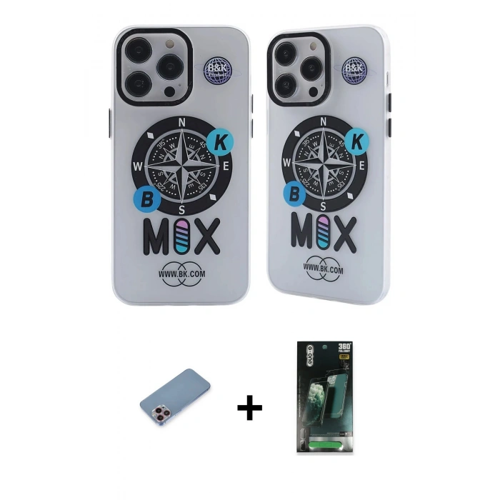 MARSİLYAN™- iPhone 12 Pro Max Kılıf Nova Doku Koleksiyonu - Şeffaf 360 Full Body Arka Koruyucu + Shine Kamera Lens Koruma Cam - PE