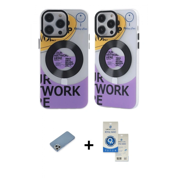 MARSİLYAN™- iPhone 12 Pro Max Kılıf Nova Doku Koleksiyonu - Şeffaf Royal Nano Ekran Koruyucu + Shine Kamera Lens Koruma Cam - GS