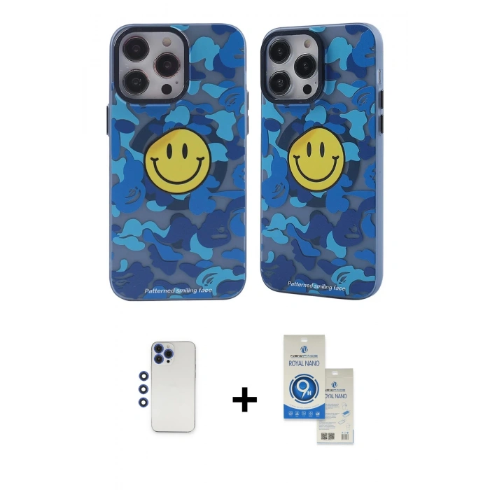 MARSİLYAN™- iPhone 12 Pro Max Kılıf Nova Doku Koleksiyonu - Şeffaf Royal Nano Ekran Koruyucu + Shine Kamera Lens - LT