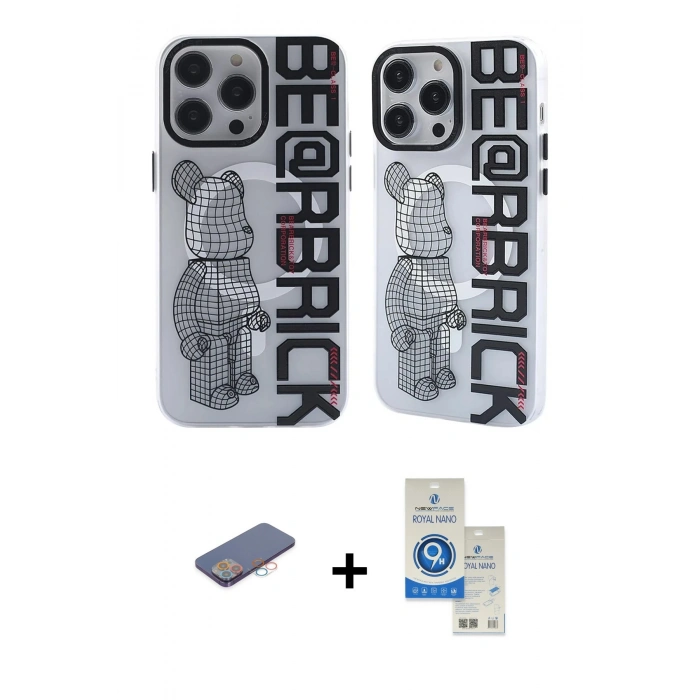 MARSİLYAN™- iPhone 12 Pro Max Kılıf Nova Doku Koleksiyonu - Şeffaf Royal Nano Ekran Koruyucu + Renkli Kamera Lens Koruma Cam - PE