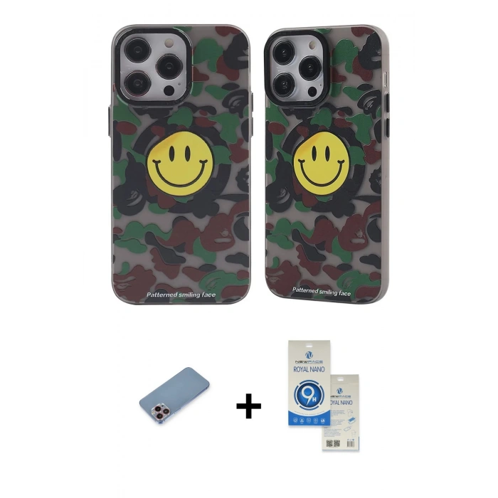 MARSİLYAN™- iPhone 12 Pro Max Kılıf Nova Doku Koleksiyonu - Şeffaf Royal Nano Ekran Koruyucu + Shine Kamera Lens Koruma Cam - PE