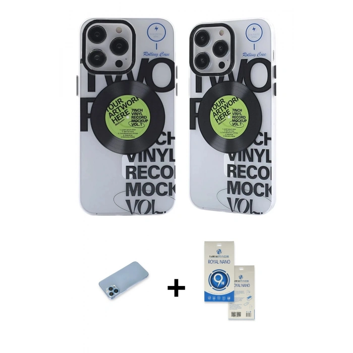 MARSİLYAN™- iPhone 12 Pro Max Kılıf Nova Doku Koleksiyonu - Şeffaf Royal Nano Ekran Koruyucu + Shine Kamera Lens Koruma Cam - MI
