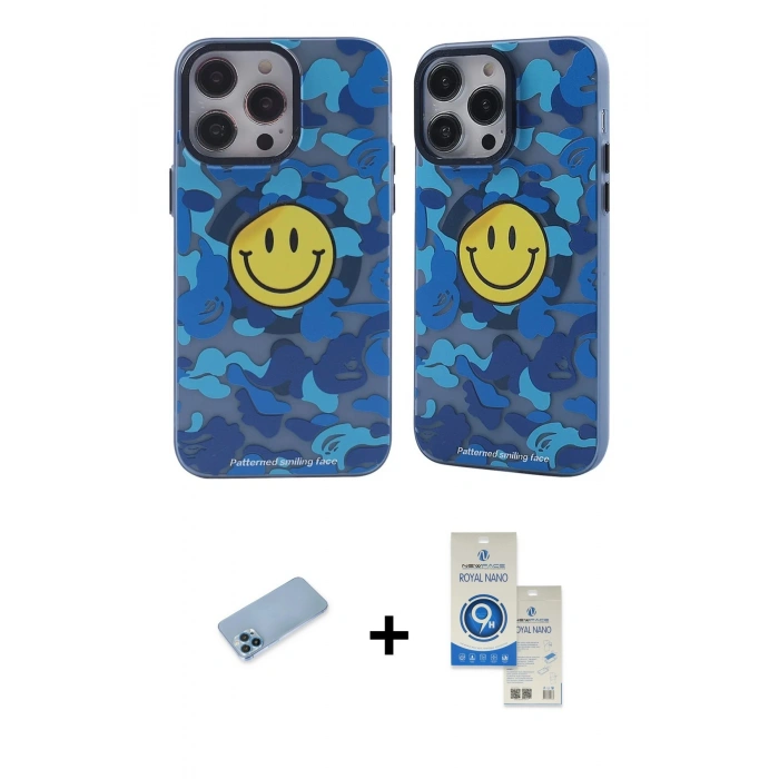 MARSİLYAN™- iPhone 12 Pro Max Kılıf Nova Doku Koleksiyonu - Şeffaf Royal Nano Ekran Koruyucu + Shine Kamera Lens Koruma Cam - MI
