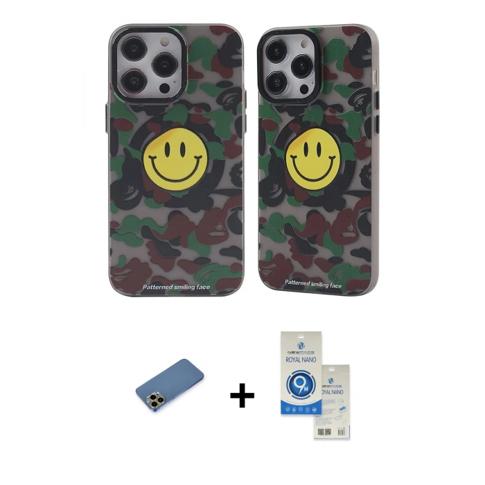 MARSİLYAN™- iPhone 12 Pro Max Kılıf Nova Doku Koleksiyonu - Şeffaf Royal Nano Ekran Koruyucu + Shine Kamera Lens Koruma Cam - GD