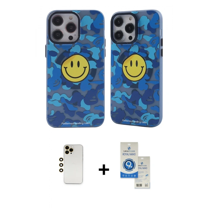MARSİLYAN™- iPhone 12 Pro Max Kılıf Nova Doku Koleksiyonu - Şeffaf Royal Nano Ekran Koruyucu + Shine Kamera Lens - GD