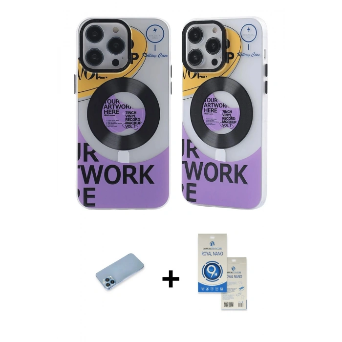 MARSİLYAN™- iPhone 12 Pro Max Kılıf Nova Doku Koleksiyonu - Şeffaf Royal Nano Ekran Koruyucu + Shine Kamera Lens Koruma Cam - MI