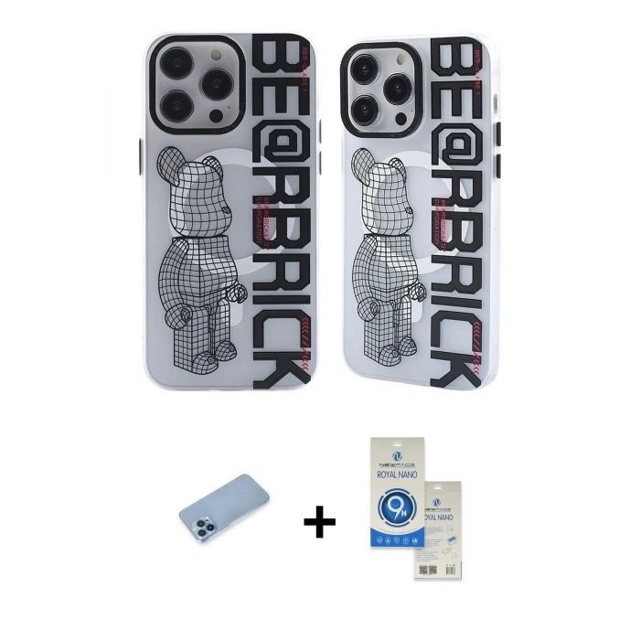 MARSİLYAN™- iPhone 12 Pro Max Kılıf Nova Doku Koleksiyonu - Şeffaf Royal Nano Ekran Koruyucu + Shine Kamera Lens Koruma Cam - MI