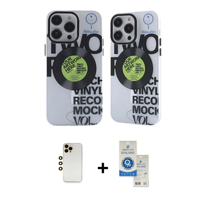 MARSİLYAN™- iPhone 12 Pro Max Kılıf Nova Doku Koleksiyonu - Şeffaf Royal Nano Ekran Koruyucu + Shine Kamera Lens - GD