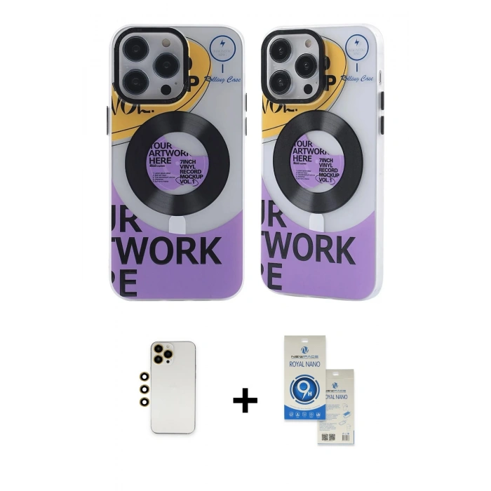 MARSİLYAN™- iPhone 12 Pro Max Kılıf Nova Doku Koleksiyonu - Şeffaf Royal Nano Ekran Koruyucu + Shine Kamera Lens - GD