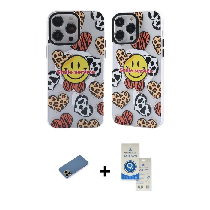 MARSİLYAN™- iPhone 12 Pro Max Kılıf Nova Doku Koleksiyonu - Şeffaf Royal Nano Ekran Koruyucu + Shine Kamera Lens Koruma Cam - GD