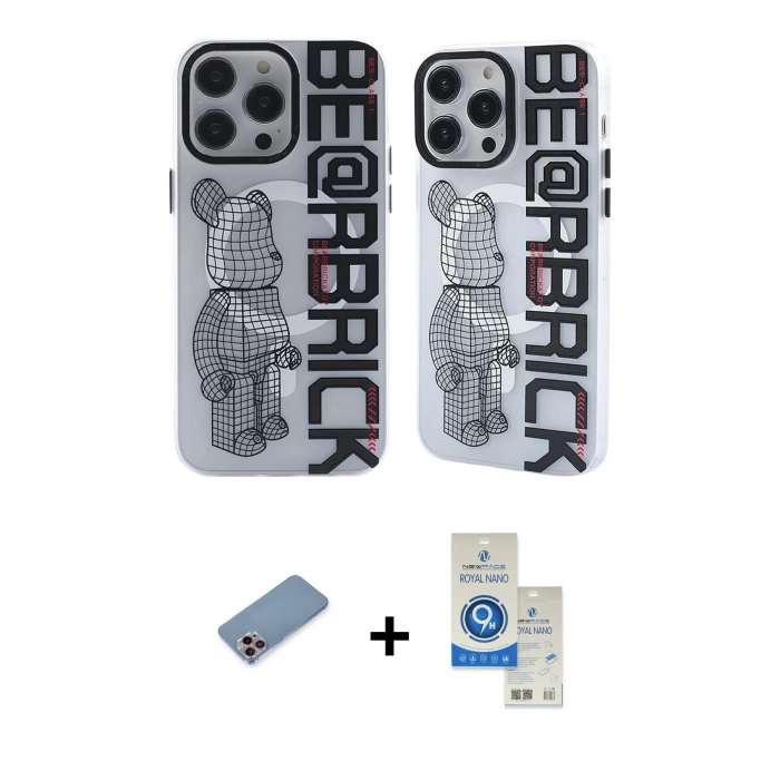 MARSİLYAN™- iPhone 12 Pro Max Kılıf Nova Doku Koleksiyonu - Şeffaf Royal Nano Ekran Koruyucu + Shine Kamera Lens Koruma Cam - PE