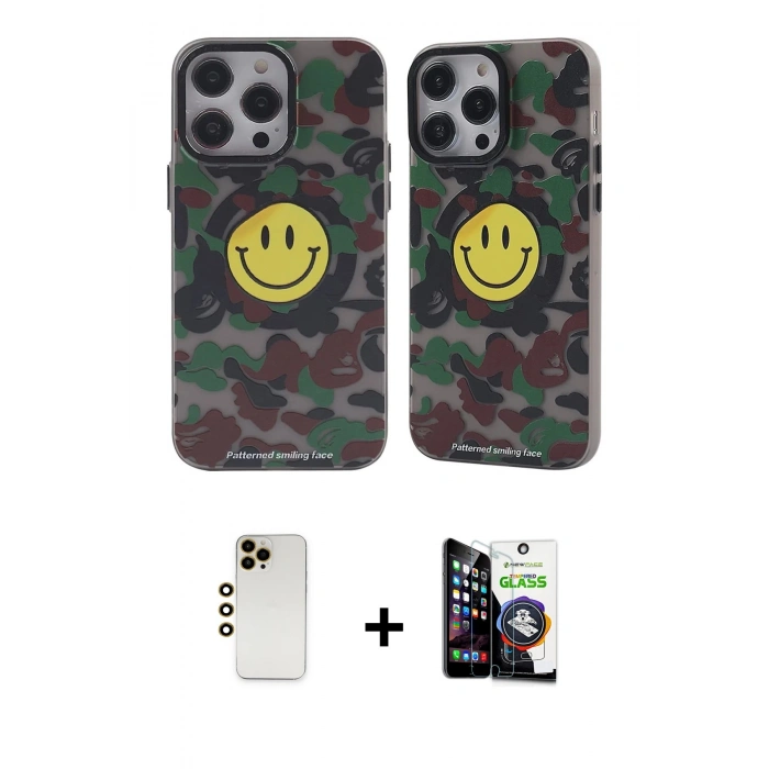 MARSİLYAN™- iPhone 12 Pro Max Kılıf Nova Doku Koleksiyonu - Şeffaf Temperli Cam Ekran Koruyucu + Shine Kamera Lens - GD