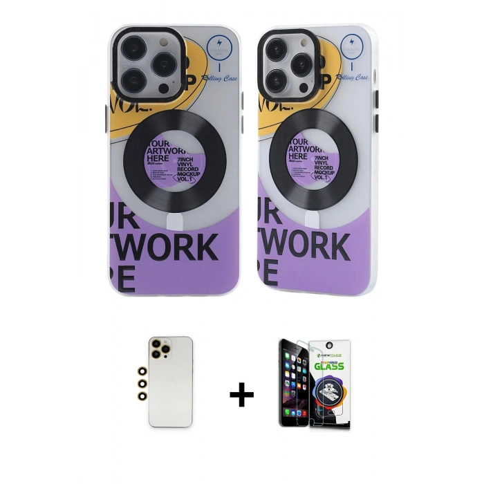 MARSİLYAN™- iPhone 12 Pro Max Kılıf Nova Doku Koleksiyonu - Şeffaf Temperli Cam Ekran Koruyucu + Shine Kamera Lens - GD