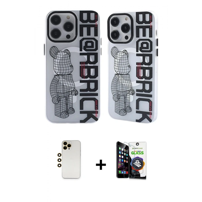 MARSİLYAN™- iPhone 12 Pro Max Kılıf Nova Doku Koleksiyonu - Şeffaf Temperli Cam Ekran Koruyucu + Shine Kamera Lens - GD