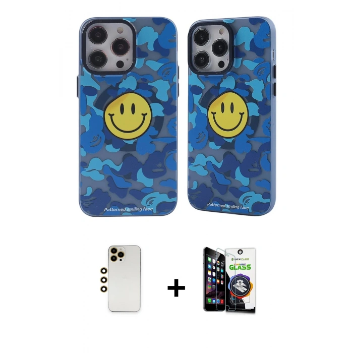 MARSİLYAN™- iPhone 12 Pro Max Kılıf Nova Doku Koleksiyonu - Şeffaf Temperli Cam Ekran Koruyucu + Shine Kamera Lens - GD