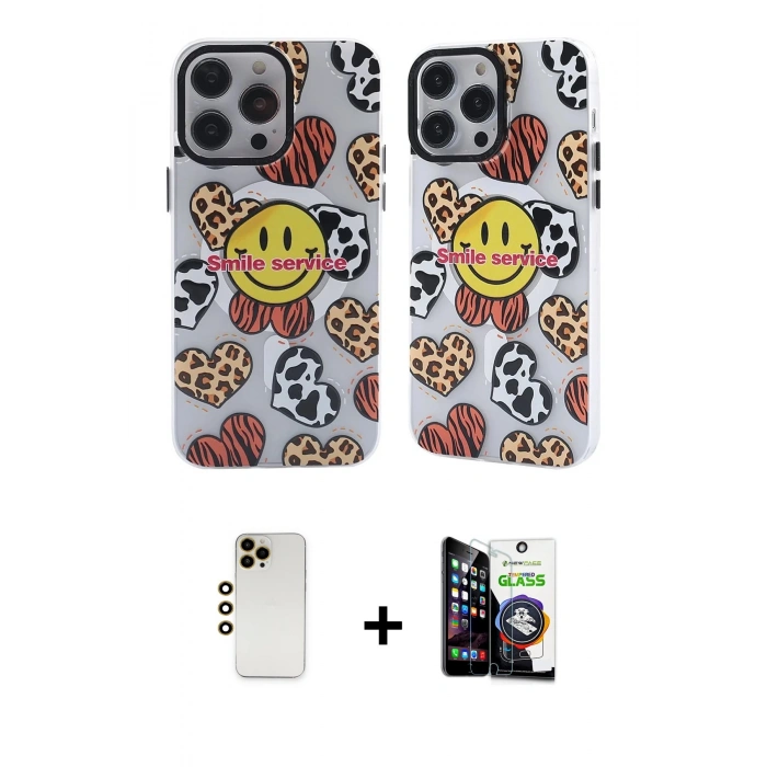 MARSİLYAN™- iPhone 12 Pro Max Kılıf Nova Doku Koleksiyonu - Şeffaf Temperli Cam Ekran Koruyucu + Shine Kamera Lens - GD
