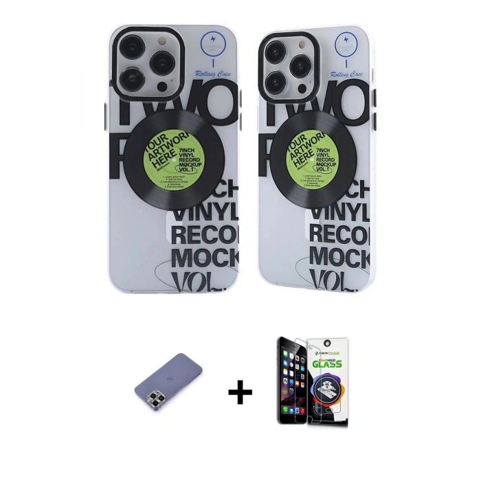 MARSİLYAN™- iPhone 12 Pro Max Kılıf Nova Doku Koleksiyonu - Şeffaf Temperli Cam Ekran Koruyucu + Metal Kamera Lens Koruma Cam - GD