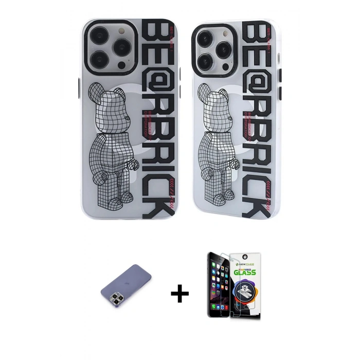 MARSİLYAN™- iPhone 12 Pro Max Kılıf Nova Doku Koleksiyonu - Şeffaf Temperli Cam Ekran Koruyucu + Metal Kamera Lens Koruma Cam - GD
