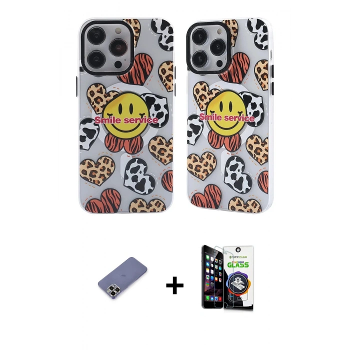 MARSİLYAN™- iPhone 12 Pro Max Kılıf Nova Doku Koleksiyonu - Şeffaf Temperli Cam Ekran Koruyucu + Metal Kamera Lens Koruma Cam - GD