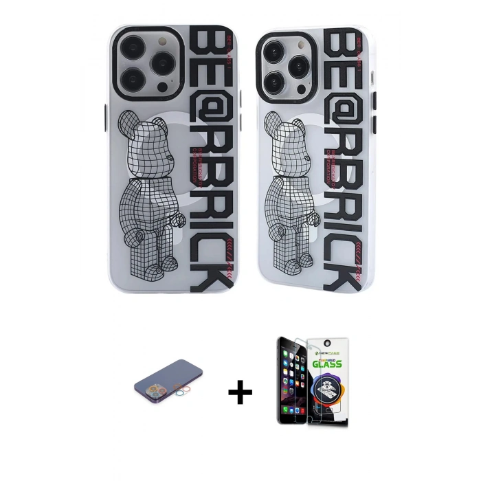 MARSİLYAN™- iPhone 12 Pro Max Kılıf Nova Doku Koleksiyonu - Şeffaf Temperli Cam Ekran Koruyucu + Renkli Kamera Lens Koruma Cam - PE