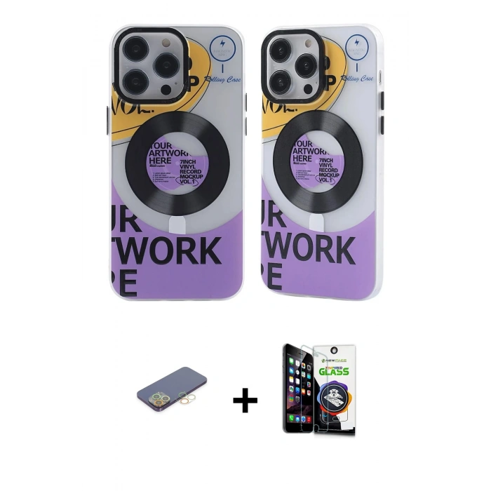 MARSİLYAN™- iPhone 12 Pro Max Kılıf Nova Doku Koleksiyonu - Şeffaf Temperli Cam Ekran Koruyucu + Renkli Kamera Lens Koruma Cam - SI