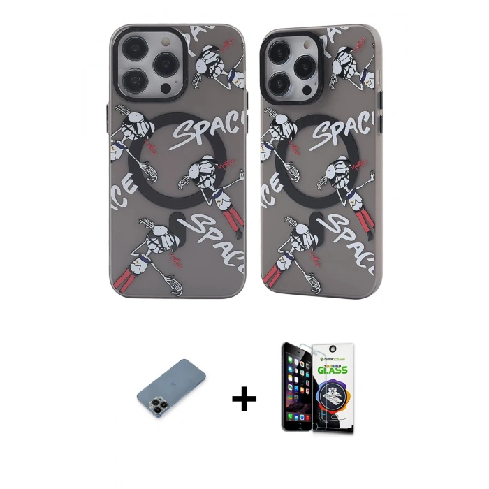 MARSİLYAN™- iPhone 12 Pro Max Kılıf Nova Doku Koleksiyonu - Şeffaf Temperli Cam Ekran Koruyucu + Shine Kamera Lens Koruma Cam - SH