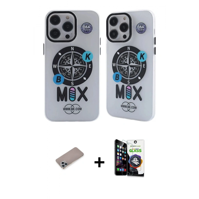 MARSİLYAN™- iPhone 12 Pro Max Kılıf Nova Doku Koleksiyonu - Şeffaf Temperli Cam Ekran Koruyucu + Shine Kamera Lens Koruma Cam - SABE
