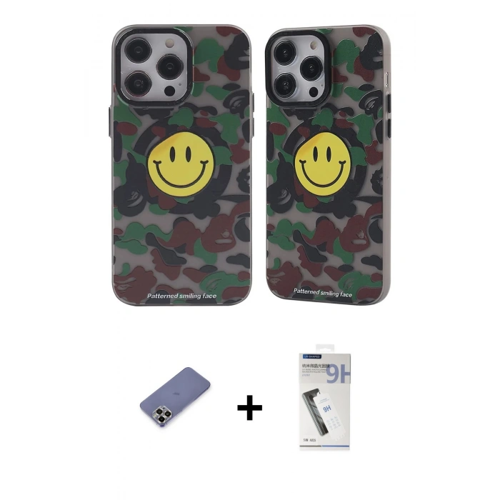 MARSİLYAN™- iPhone 12 Pro Max Kılıf Nova Doku Koleksiyonu - Şeffaf Uv Polymer Nano Ekran Koruyucu + Metal Kamera Lens Koruma Cam - GD