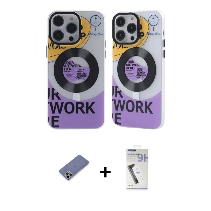 MARSİLYAN™- iPhone 12 Pro Max Kılıf Nova Doku Koleksiyonu - Şeffaf Uv Polymer Nano Ekran Koruyucu + Metal Kamera Lens Koruma Cam - GD